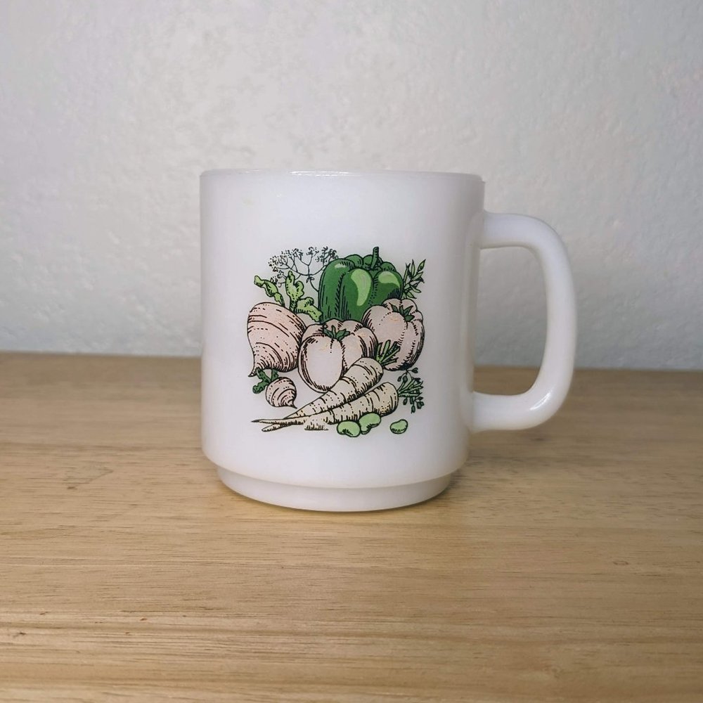 Vintage Glasbake Vegetable Garden Coffee Mug